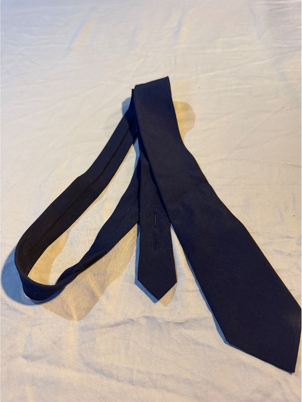 Vintage Navy Blue Wool Polyester Blend Necktie by Hyflex